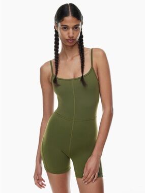 Aritzia Olive Green Slim-Fit Sleeveless Jumpsuit Romper